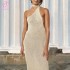 Loveda Wholesale Price Women Sexy Solid Color Sleeveless Halter Neck Knitted Dress