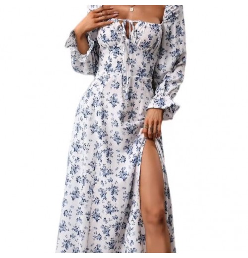 High Quality Cheap Price Boho Style Printed Dress Vintage Sleeves Casual Long Sleeve Dress