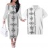 2023 Cosy dress Couple Polynesian Clothing Womens Evening White Dress With Hibiscus Print women's fall dress