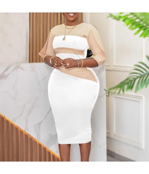 New Tongle OL Half Sleeve Color Block Bodycon African Style Women's Dresses Sehe Fashion