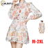 Women Clothing Fashion Spring Autumn Puff Sleeve Dress Long Sleeve Floral Dress Hollow Out Lace Ladies Dresses