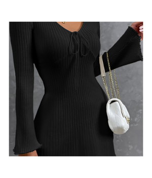 Fall 2024 Elegant Women Clothes Square Collar Long Sleeve Mini Bodycon Casual Dresses Women Lady