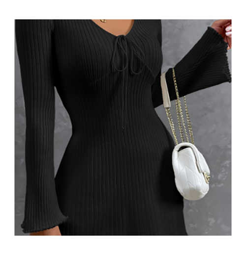 Fall 2024 Elegant Women Clothes Square Collar Long Sleeve Mini Bodycon Casual Dresses Women Lady