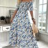 Custom Maxi Dress Vacation Floral Print Off The Shoulder Jumpsuit Long Skirt And Off The Shoulder Dress For women And Ladies