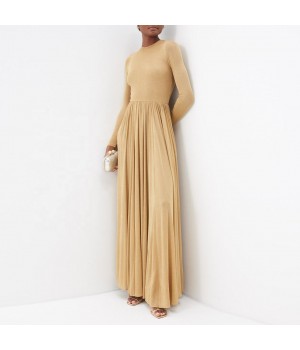 Prom Girls Long-dress A-line Gathered Skirt Elegant Gold Women's Clothing Maxi Dresses Winter Clothes Women