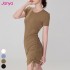 Casual Women Workout Wear Side Drawstring Adjustable Waistband Crew Neck Sports Dresses Short Sleeve Fitness Yoga Tennis Dress