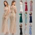 Wholesale Women's Shining Bridesmaid Dress Short Sleeve Flare Long Evening Night Party Dresses