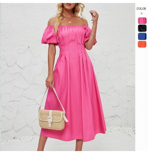 Wholesale women's clothing new arrival 2024 summer women temperament short sleeve long dress holiday dress woman