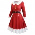 Womens dresses christmas cosplay long sleeve decorated belt&button color blocking maxi dress o neck plus size elegant dress