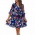 Custom Elegant Women Floral Chiffon Ruffle Boho Long Dress For Ladies