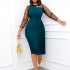 2022 Women Plus Size Dresses XL 2XL 3XL Lace Sleeve Mesh Sexy Elegant Midi Party Dress Loose Big Size Party Dress 2202